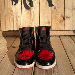 Jordan 1 bred patent leather size 3y